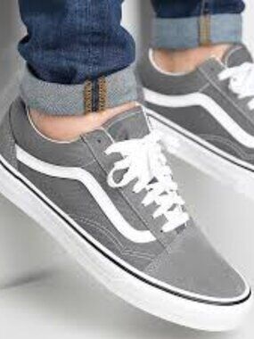 VANS Old Skool Unisex Suede and Canvas Skate Shoes in Pewter Grey /True White